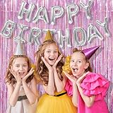 Pink Foil Fringe Curtain Backdrop 2Pcs 1x2.5m Laser Sparkle view 5