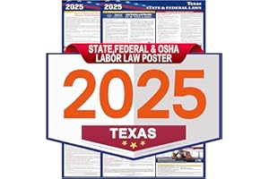 RSGIFT 2025 Texas Labor Law Poster,State,Federal,OSHA Compliant,All in One Required Compliance Posting 16" x 40" English Version 2PCS - Ideal for Posting in The Workplace