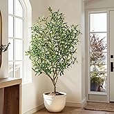 Tall Artificial Olive Tree Faux Trees Indoor Outdoor Realistic Floor Plant Large Fake Plants for House Modern Home Living Room Master Bedroom Office Front Porch Decor Outside Patio para decoracion