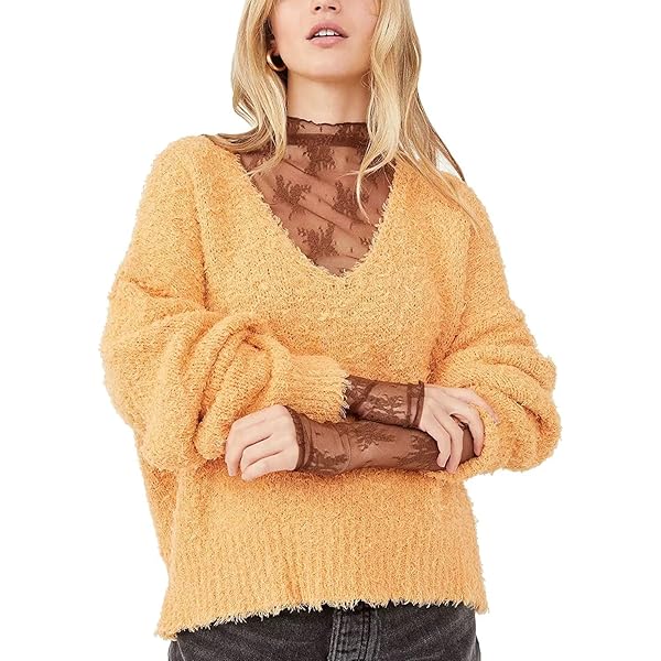 Free People Women's Theo V-Neck Dropped-Shoulder Sweater