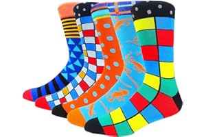 Mixsense Men's Dress Funny Colorful Novelty Comfort Casual Cotton Crew Socks Pack