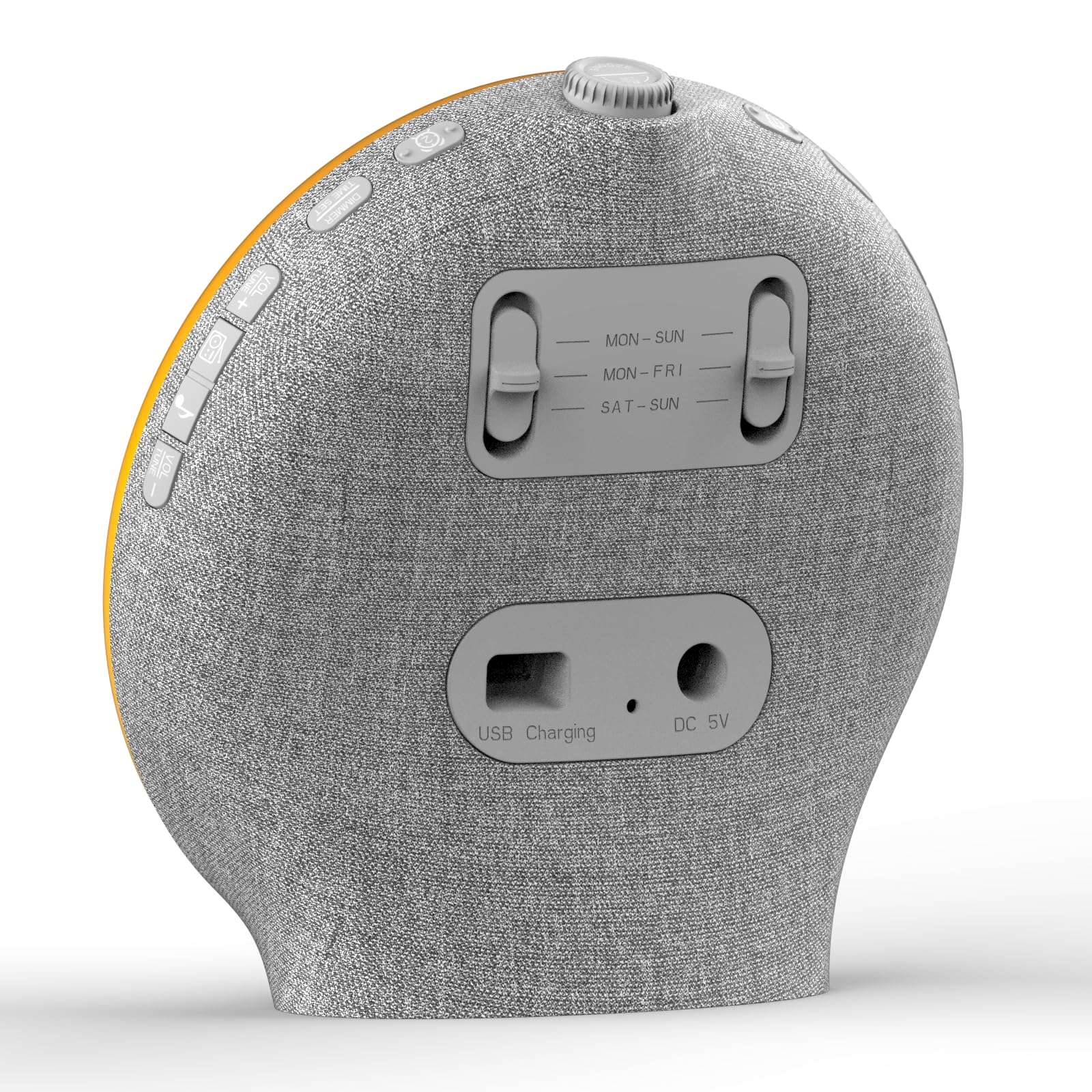 JALL Wake Up Light Sunrise Alarm Clock, Full Screen with Sunrise Simulation, Sleep Aid, Dual Alarms, FM Radio, 14 Colors, 7 Sounds, Fabric Light Gray