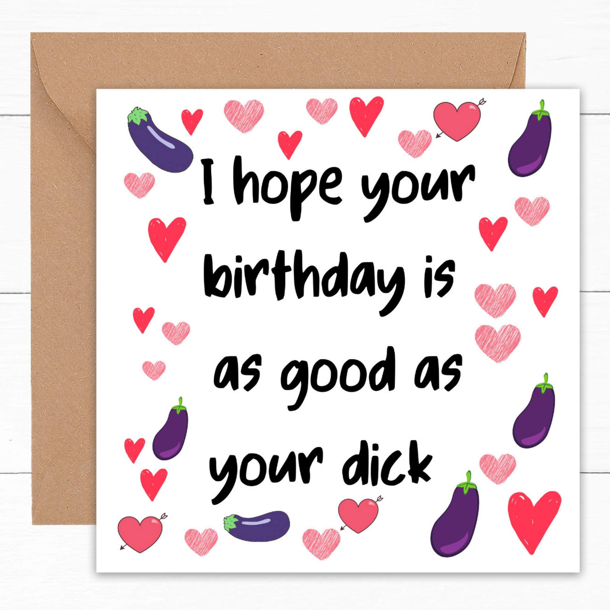 Funny Rude Birthday Card | Cards For Him Boyfriend Husband Partner Gay | Eggplant Emoji | Witty Laughter Banter Gifts | Joke Presents | 18th 20th 21st 30th 40th 50th | 14x14cm