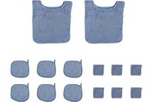 Montessori Cotton Toweling Aprons, Hand Towels, Hand Mitts, 14-Piece Set, Child Size, Blue