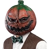 CreepyParty Pumpkin Mask, Costume for Halloween Party | Full Head Natural Latex Pumpkin Mask for Halloween Costumes, Haunted Parties, Stage Scenes and Seasonal Photos