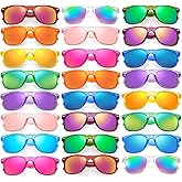 Geopty 12/24 Pack Wholesale Retro Neon Colors Party Favor Supplies Unisex Sunglasses Bulk for Adults Teens, UV400 Protection