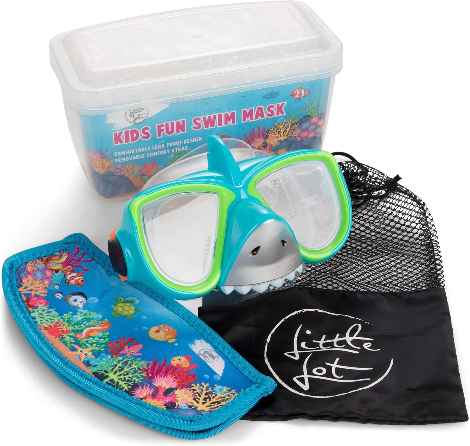 Little Lot Swimming Goggles for Kids 3-14, Silicon with Anti-Fog and UV Protection - No-Leak, Latex-Free Diving Mask with Carry Bag for Snorkeling - Fun, Adjustable Swimming Accessories for Boy, Girl
