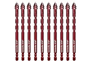 Larouoba 10pc Red 5/16” Serrated Eccentric Masonry Drill Bit, 8mm Serrated Concrete Drill Bit Set for Ceramic Tile Brick Glas