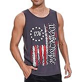 4th of July Shirts for Men American Flag Tank Top 1776 Patriotic T-Shirts Sleeveless Mens Gym Workout Graphic USA Flag Top