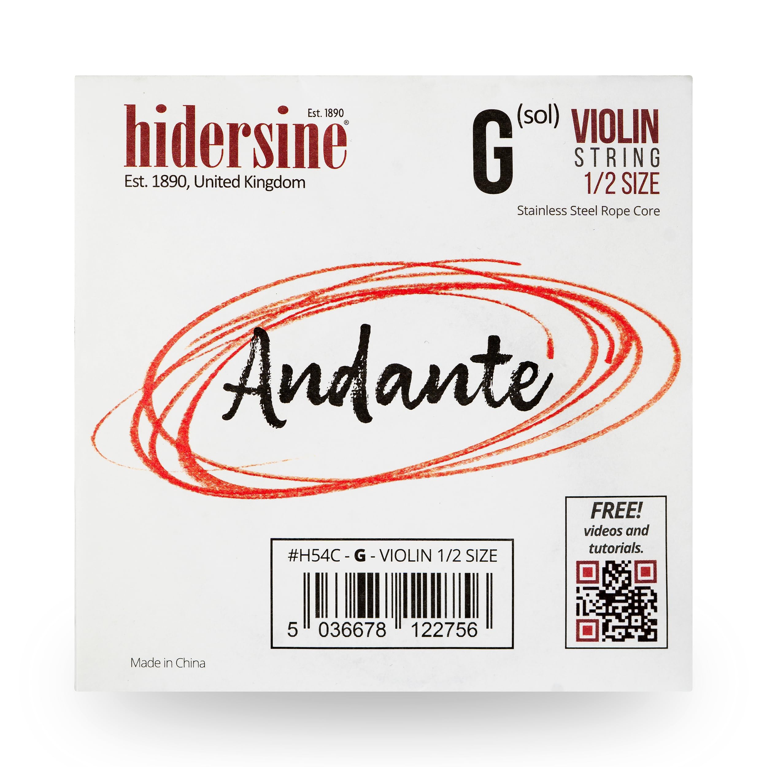 Hidersine Andante SINGLE G String for Violin 1/2 size. Steel Rope Core string feels easy to play. Great tone and great value. Perfect for Students with half sized violins.