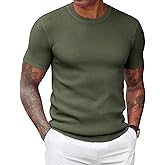 COOFANDY Men's T- Shirts Casual Short Sleeve Crewneck Shirts Solid Textured Knit Pullover Tees