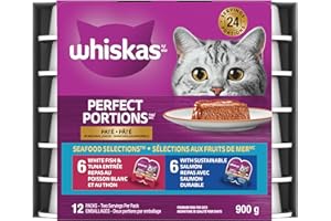 WHISKAS Perfect Portions Seafood Selections Adult Wet Cat Food Paté, 12x75g Tray