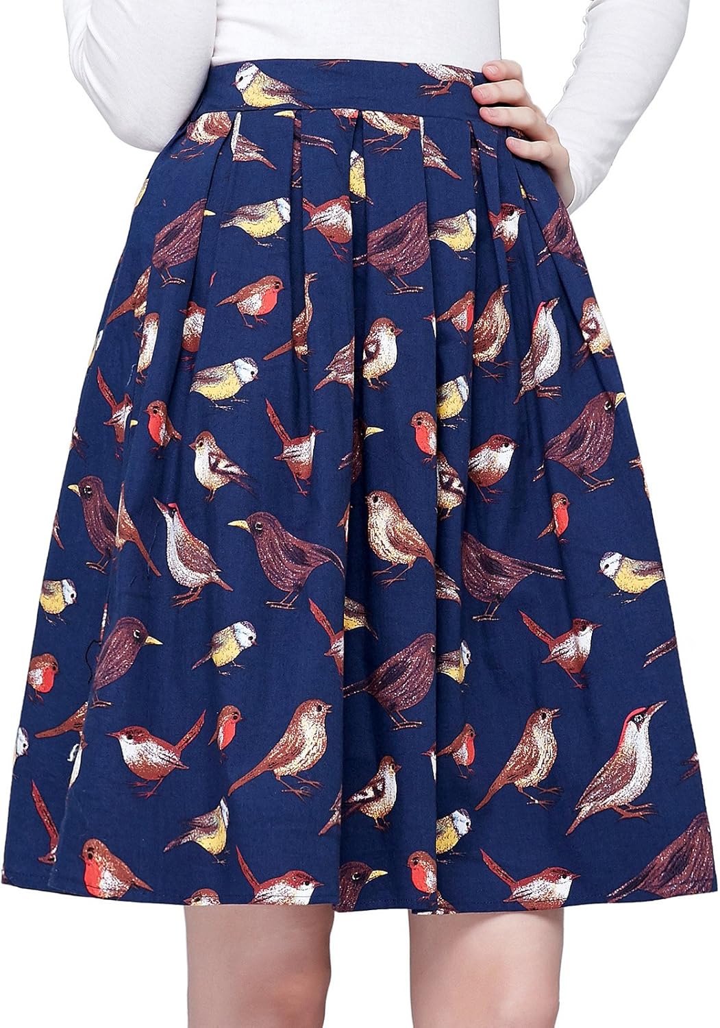 GRACE KARIN Women Vintage Pleated A-line Midi Skirts (Multi-Colored) at  Women’s Clothing store