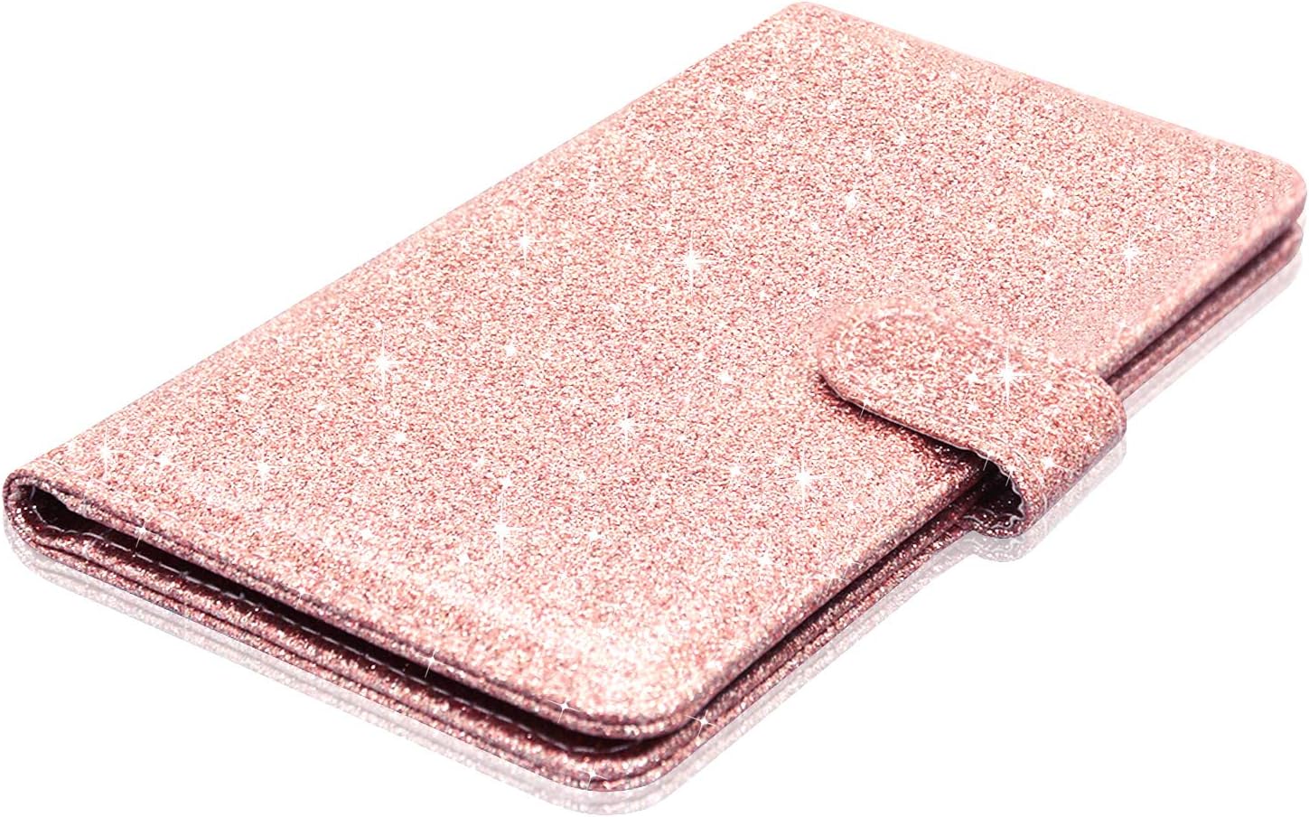 Checkbook Cover(2020 Edition), ACdream Premium Leather Personal Checkbook Cover Holder for Women & Men with Magnetic Closure (Support Checks & Credit Cards), Glitter Rose Gold