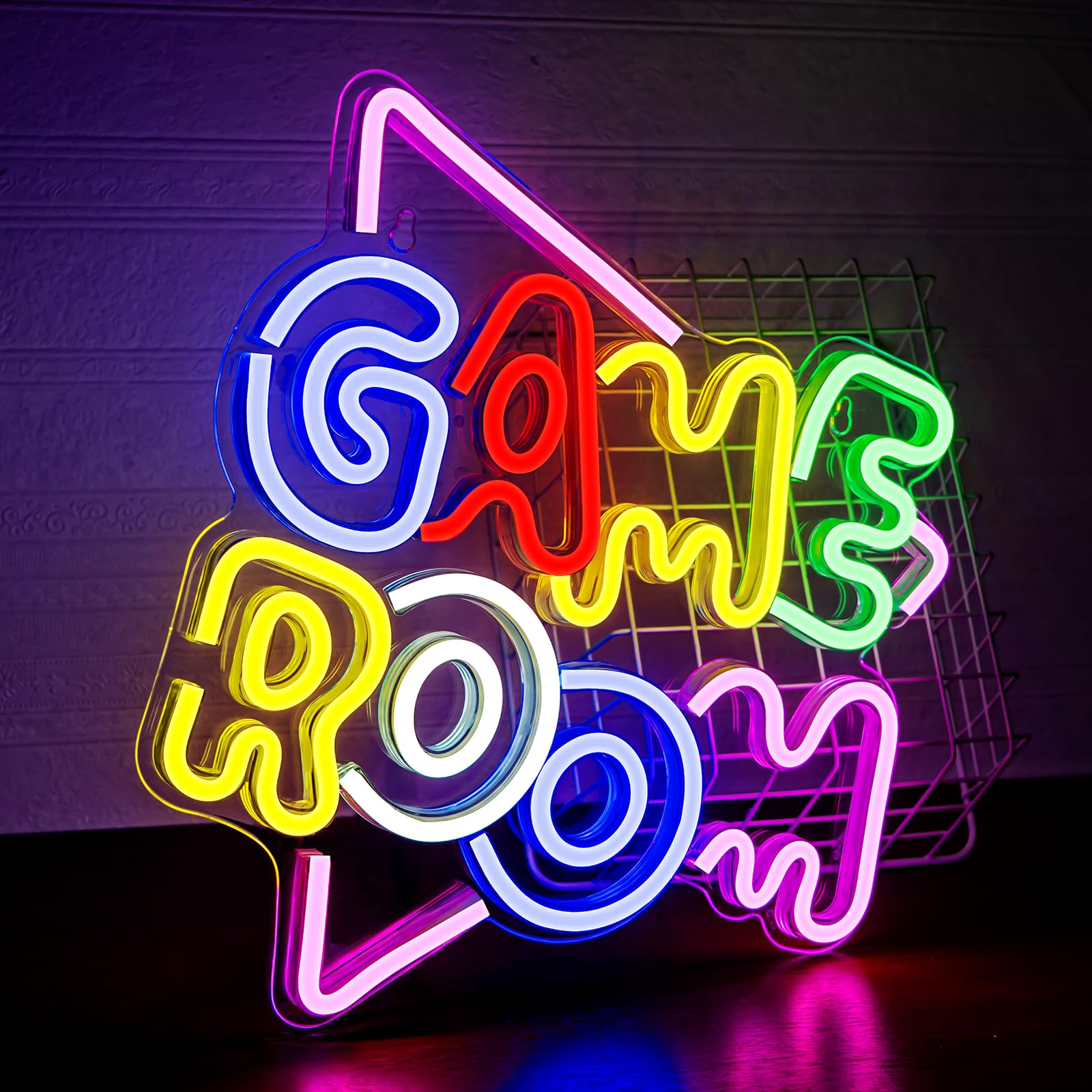 SIGNSHIP Game Room Neon Sign Gamer Neon Light Sign for Wall Decoration, USB Powered Cool Gaming Colorful Led Sign Acrylic Art Wall Decor for Bedroom Game Living Room Bar Party