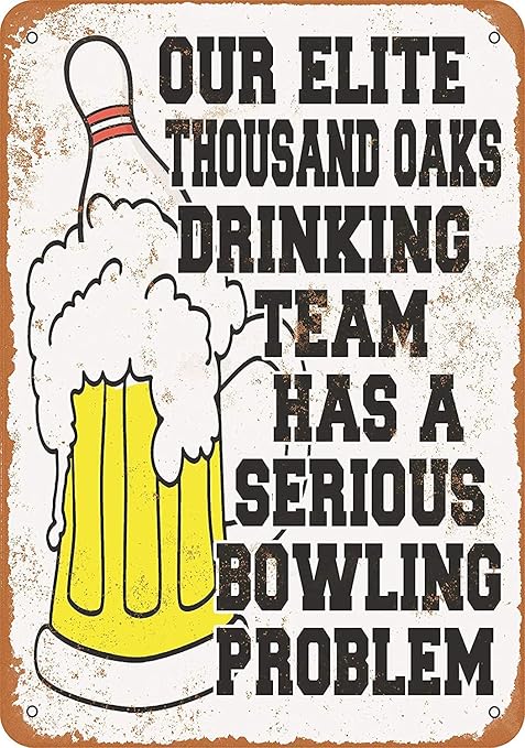 Amazon Co Jp 白い桜雑貨屋 おしゃれ 雑貨 通販 ブリキ Thousand Oaks Bowling Drinking Team レトロなスタイル アンティーク 看板 アメリカン ガレージ 壁の装飾装飾芸術 x30cm ホーム キッチン