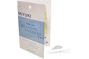 Miyuki Extra-Fine Beading Needles – 6 Pack, Assorted Sizes, 0.4mm diameter – Needle Threader Included – Made in Japan – Use w