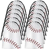 Flutesan 25 Pack 6 x 8 Inch Drawstring Baseball Party Favor Bags Plastic Baseball Snack Goodie Bags Gift Packaging Storage for Kids Boys Birthday Sports Theme Party Supplies