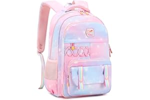 KIDNUO Girls Backpack 15.6 Inch Laptop School Bag Cute Kids Kindergarten Elementary Backpacks Middle Schoolbag Large Bookbags for Women Teens Students Anti Theft Travel Daypack (Pink)
