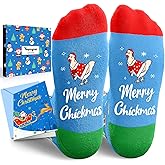 HAPPYPOP Funny Christmas Socks - Unisex Merry Animal Xmas Gifts for Adult & Kids with Card