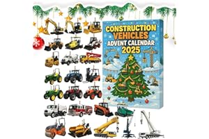 2025 Heavy Equipment Advent Calendar – 24 Days Mini Die-Cast Construction Models, Christmas Countdown with Excavator, Crane T
