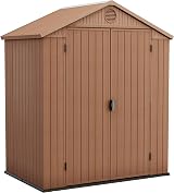 Keter Darwin Outdoor Apex Double Door Garden Storage Shed 6x4ft Brown