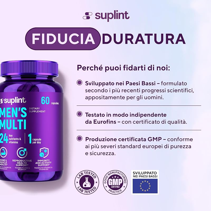 Multivitaminico Uomo Alta Potenza – 60 Capsule – Complesso Completo A-Z