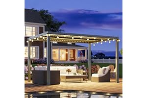 RoyalCraft 10' x 13' Louvered Pergola, Heavy-Duty Aluminum Outdoor Pergola, Metal Hardtop Gazebo with Adjustable Roof for Patio Deck Garden Yard, Grey