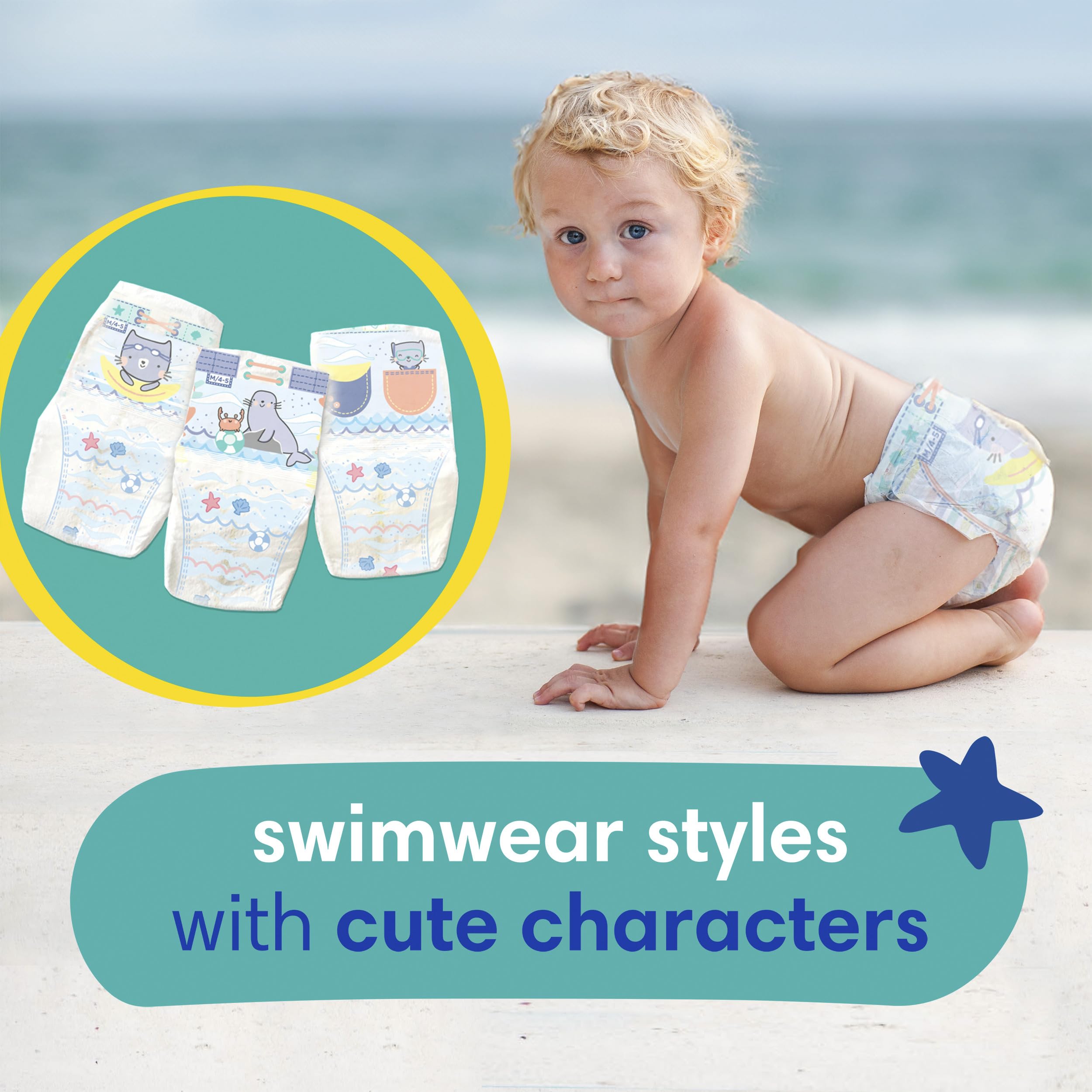 Pampers Swim Diapers - Splashers - Size 5+, 17 Count, Gap-Free Disposable Baby Swimming Pants