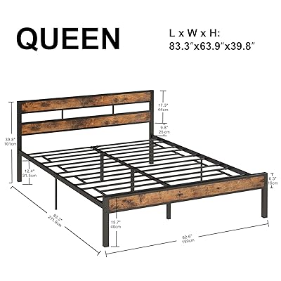 Buy Likimio Queen Bed Frame With Headboard Platform Metal Bed Frame Queen With 14 Heavy Duty Steel Slats More Sturdy Noise Free No Box Spring Needed Online In Indonesia B08v8xkvjm