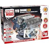 Machine Works Build Your Own V8 Engine Toy - Replica Model Building Kit - Features Augmented Reality, Sounds and Illumination, 4 Modes, 250+ Pieces, 14+ Years