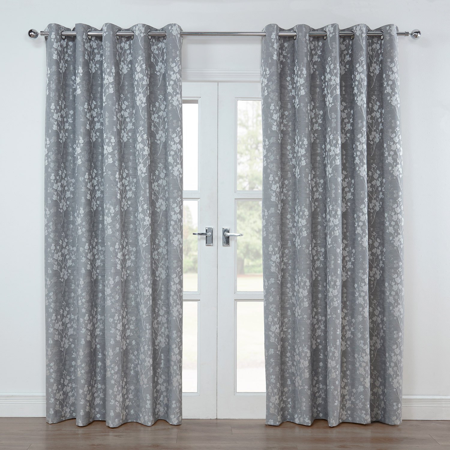 Julian Charles Blossom Jacquard Lined Eyelet Curtains 137 Cm