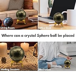 Amazing Gemstone Pyrite Crystal Ball with Stand - 2