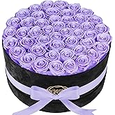 Prifroti 47 Flowers in a Luxury Suede Box, Birthday Gifts for Women, Preserved Flowers, Mothers Day Roses Gift for Mom, Lilac