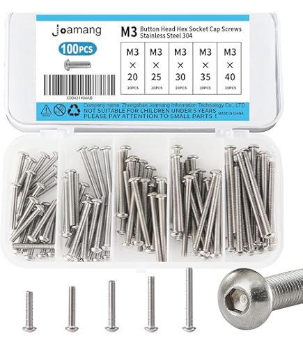 Kozelo 352-Piece M4 Socket Head Cap Screw Assortment Kit - 304 Stainless Steel (6mm To 30mm Lengths)