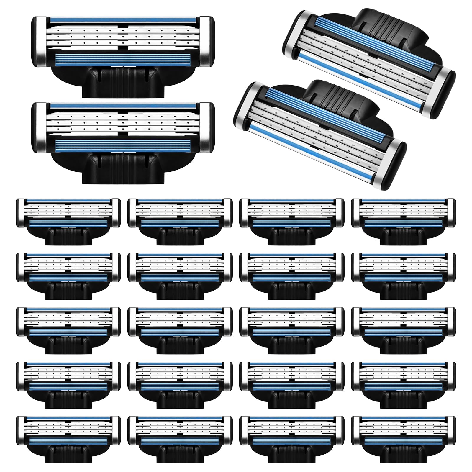 Defender Razorblade Refills Premium Men's Razor Blade Refills with Mach3 Razors, 24 Pack,Compatible ...