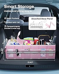 HOTOR Collapsible Car Trunk Organizer with Built-In
