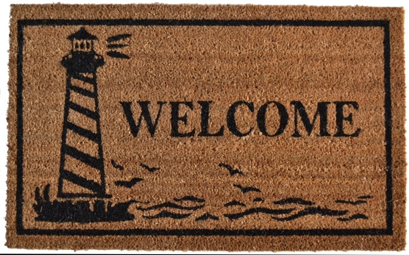 Imports Décor Vinyl Backed Coir Doormat, Guiding Light, 18 by 30-Inch