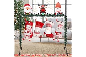 Mukum Christmas Stocking Holder Stand Hangers with 8 Hooks Metal Stocking Holder Freestanding for Floor Christmas Stocking Holders Christmas Decorations