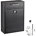 AdirOffice Wall Mount Mailbox - Mailbox with Lock and Keys- Durable Wall Mounted Locking Mailbox and Cash Drop Box for House, Apartments and Bussiness After Hours Deposits