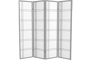 RED LANTERN Oriental Furniture 6 ft. Tall Double Cross Shoji Screen - Special Edition - Grey - 4 Panels