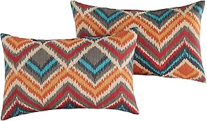 South Pine Porch Outdoor Surreal Chevron 19x12-inch Rectangle Accent Pillow, Set of 2