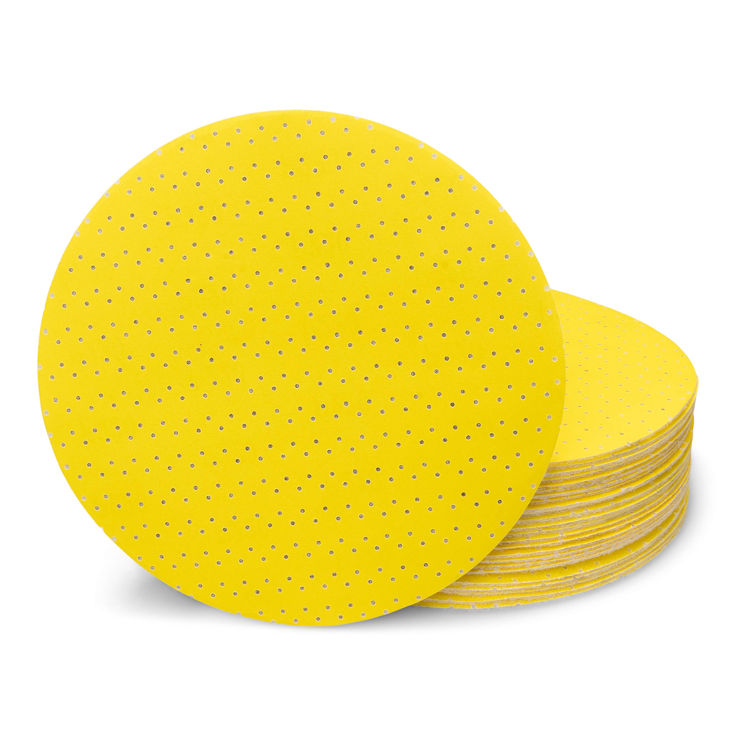 FD-Workstuff Sanding Discs Ø 225 mm – 25 Pcs Mixpack (Grit 40/60/80/120/180/220) Self-Adhesive Yellow Abrasive Pads For Long-Neck Grinders Professional Grinding Discs