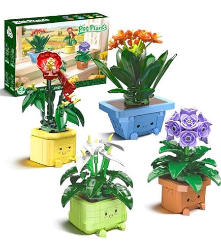 Amazon.com: Loyratche 4 Pack Botanicals Cute Plants Building Set