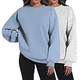XFIFM 2 Pack Womens Oversized Sweatshirts Hoodies Long Sleeve Tops Fall Winter Clothes Crewneck Cozy Outfits Pullover