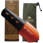 Ultralight Backpacking Trowel with Grip Handle Cover, Aluminum Camping Shovel with Storage Pouch, Long Handle Potty Multitool for Hiking, Camping, Survival Gear (Orange)