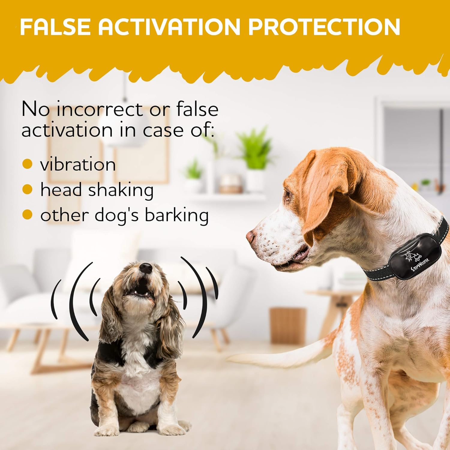 STOPWOOFER Dog Bark Collar - No Shock, No Pain, Humane Barking Control Device for Small, Medium and Large Dogs - w/2 Vibration & Beep Modes -Training Collar with Automatic Modes to Control Dog : Pet Supplies