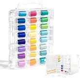 New brothread Double-Sided Storage Organizer Box | Total 48 Adjustable Compartments, Removable Dividers, For Embroidery &amp; Sewing Threads, For Floss, Needles, Crafts, Toys