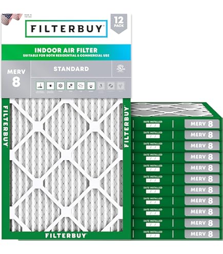 Filterbuy 24x24x1 MERV 8 Pleated HVAC, AC & Furnace Air Filters 12 Pack