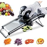 Mandoline Slicer with Protective Gloves -VEKAYA, Slice Julienne for Cheese Carrot Potato Chip Onion French Fry, Efficient Kit